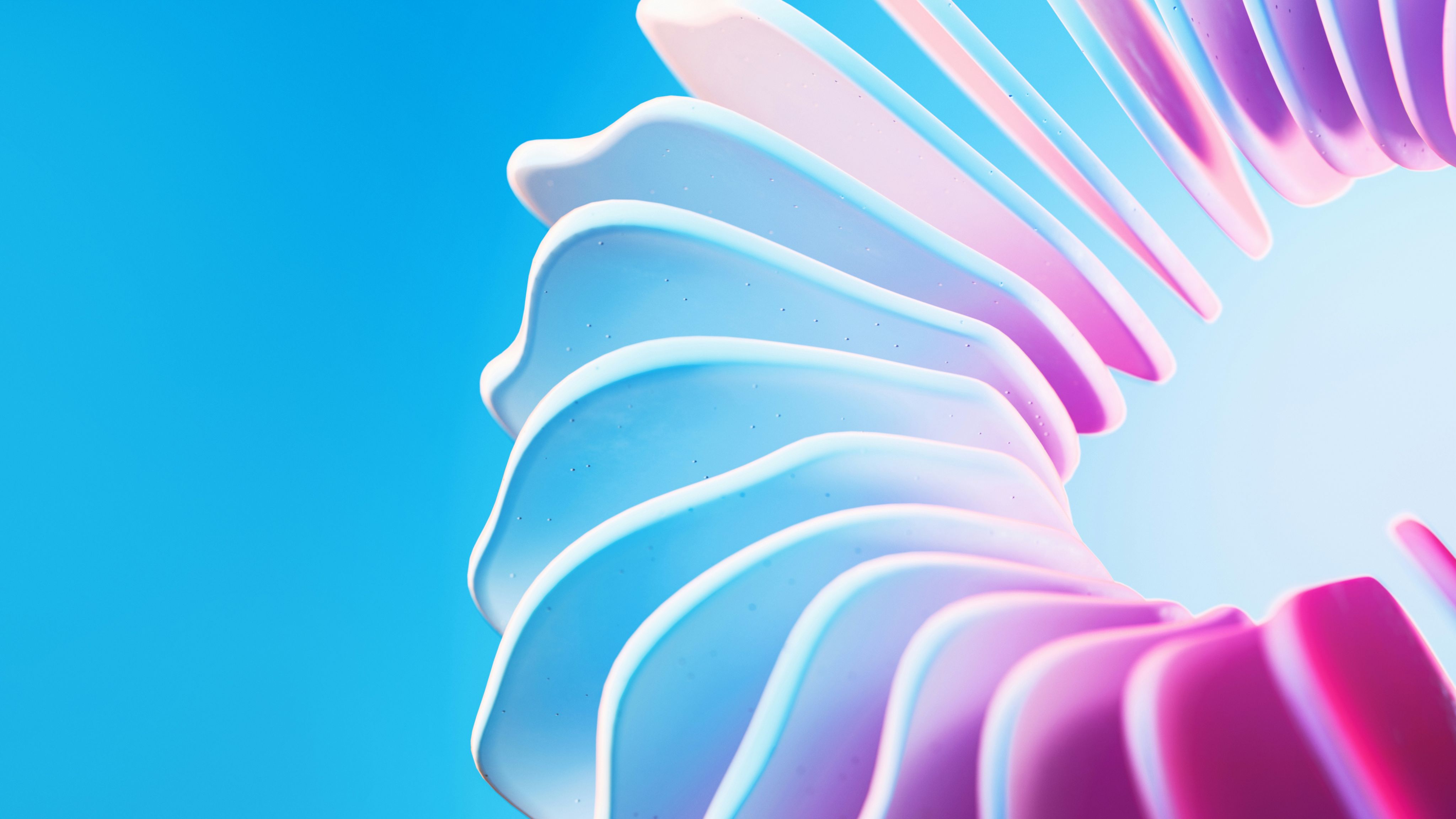 A close up of a pink and blue flower